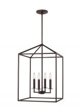 Generation Lighting 5115004-710 - Perryton transitional 4-light indoor dimmable medium ceiling pendant hanging chandelier light in bro