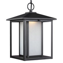 Generation Lighting 6902997S-12 - Hunnington contemporary 1-light outdoor exterior led outdoor pendant in black finish with etched see
