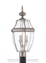 Generation Lighting 8239-965 - Lancaster traditional 3-light outdoor exterior post lantern in antique brushed nickel silver finish