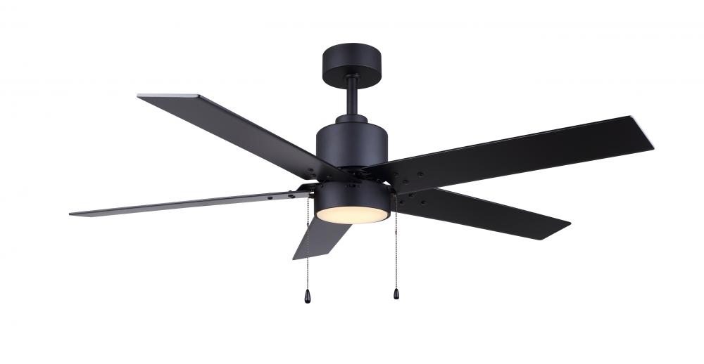 Castly 52 in. Indoor Matte Black Standard Ceiling Fan with Soft White Integrated LED