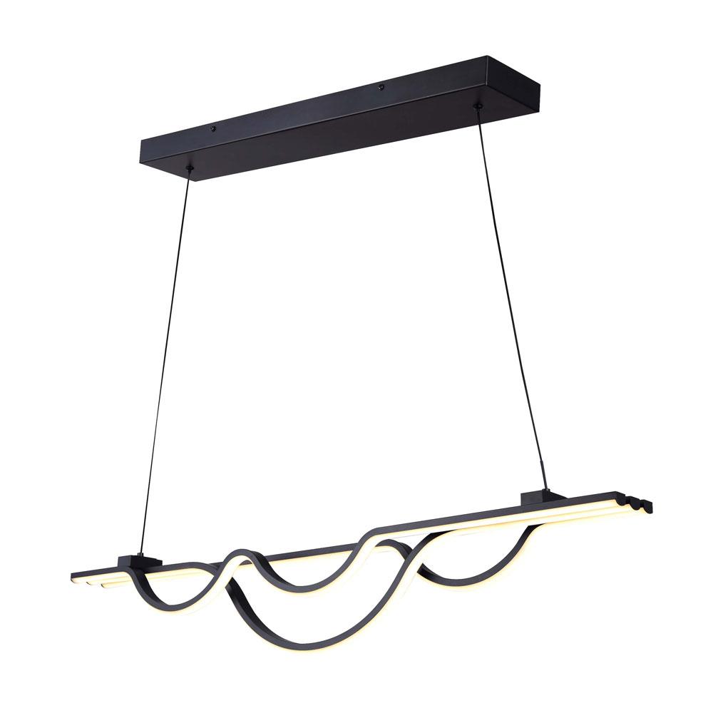 VEIRA, LCH261A36BK, MBK Color, 36" Width Cord LED Chandelier, PVC, 42W LED (Integrated), Dimmabl
