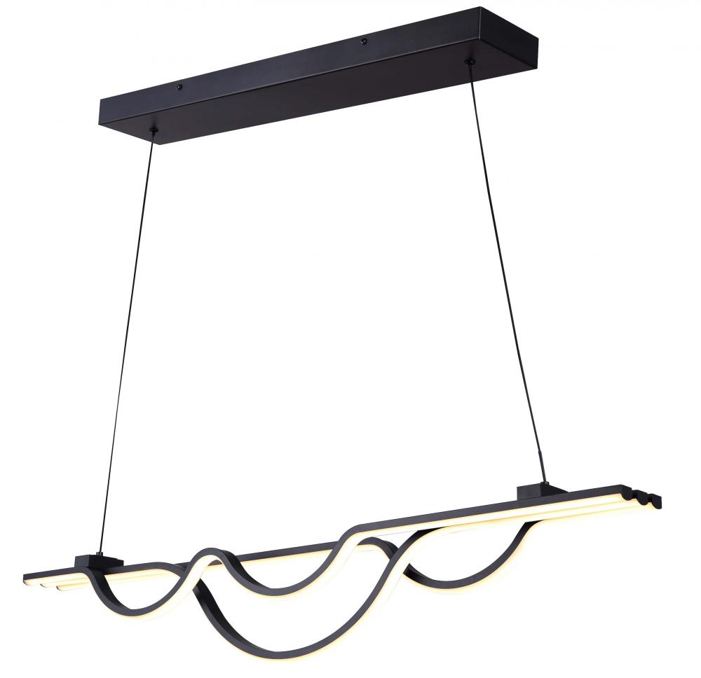 VEIRA 3 Light Matte Black Modern Chandelier with Integrated LED for Dining Rooms and Living Rooms