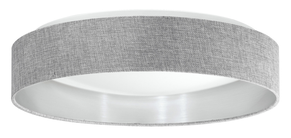 1 LT LED Ceiling Light w/ Grey w/ Silver Interior Fabric Shade w/ White Acrylic Diffuser