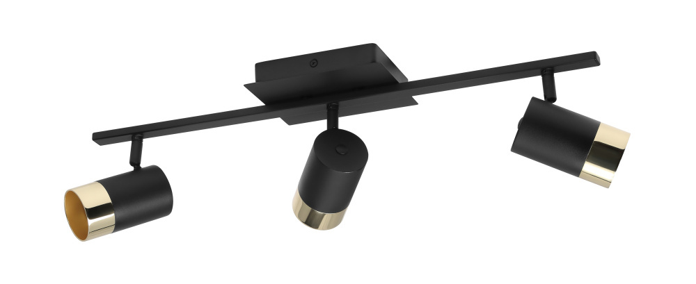 3 LT Fixed Track Light w/ Black Finish & Black w/ Gold Accent  Adjustable Lamp Heads
