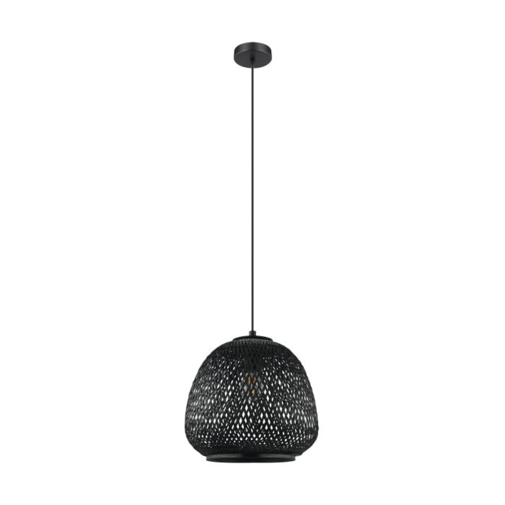 3 LT Pendant w/ Black Finish & Black Bamboo Shade