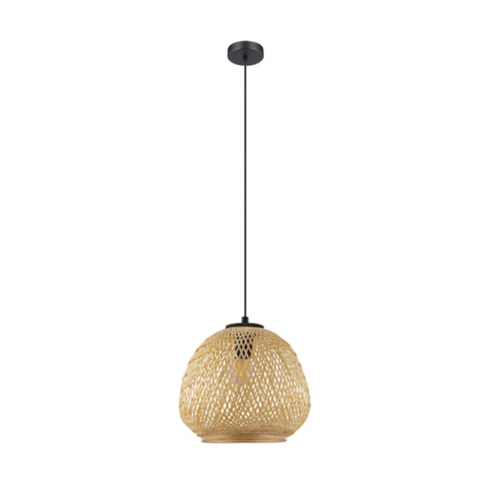 1 LT Pendant w/ Black Finish & Natural Bamboo Shade