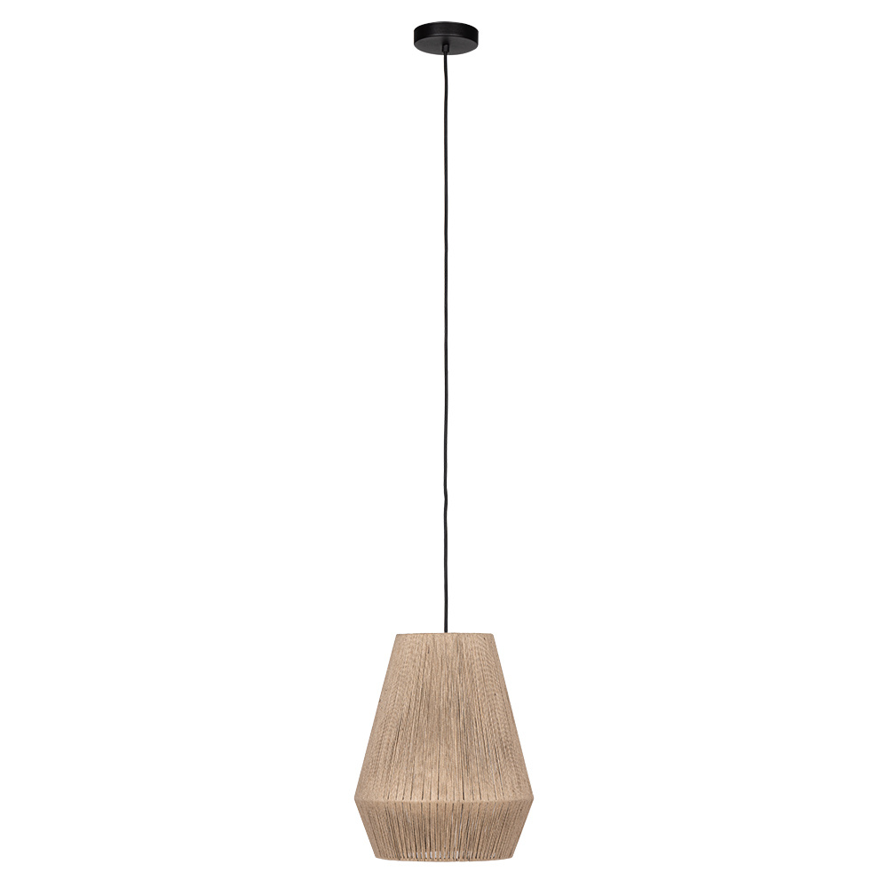 1 LT Pendant w/ Black Finish & Brown Textile Thread Shade