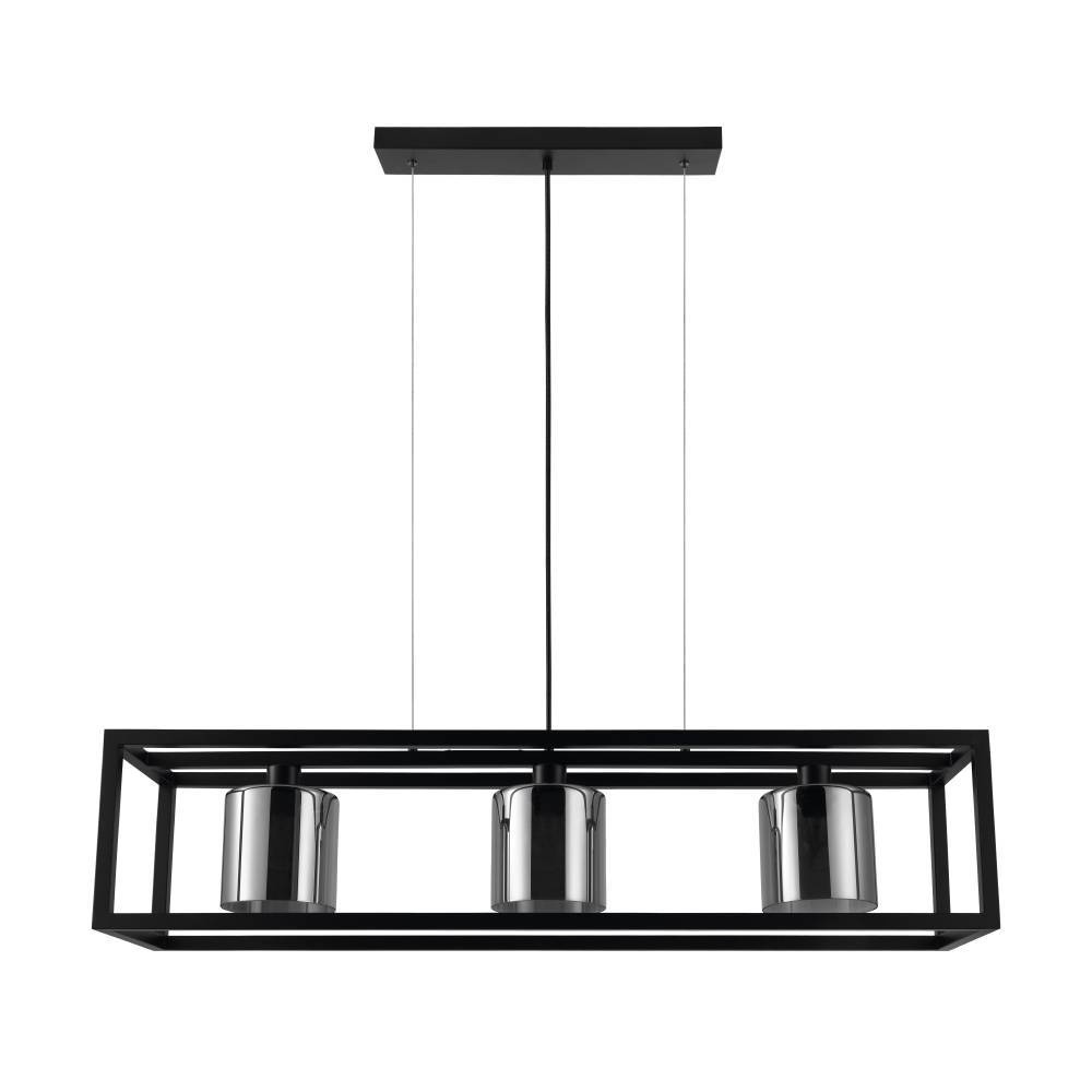 3 LT Linear Pendant w/ Black Finish & Metallic Smoked Glass Shades