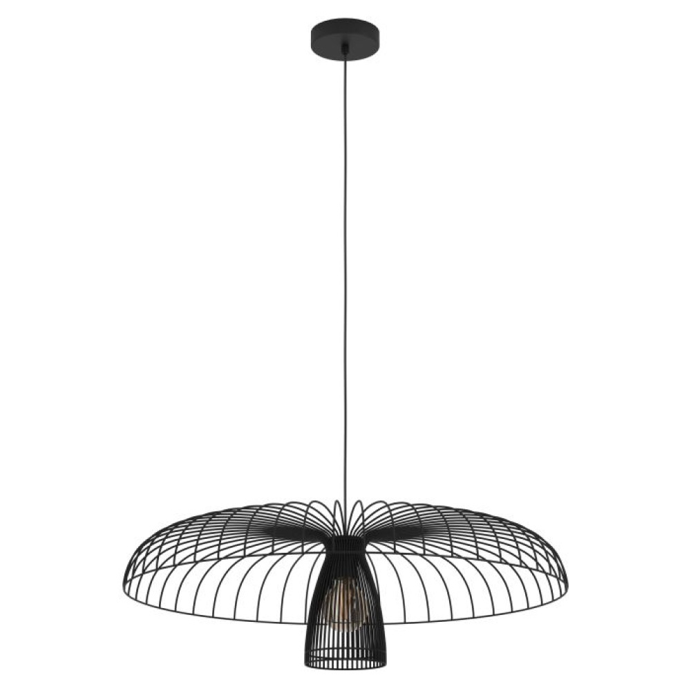1 LT Metal Dome Cage Chandelier w/ Black Finish