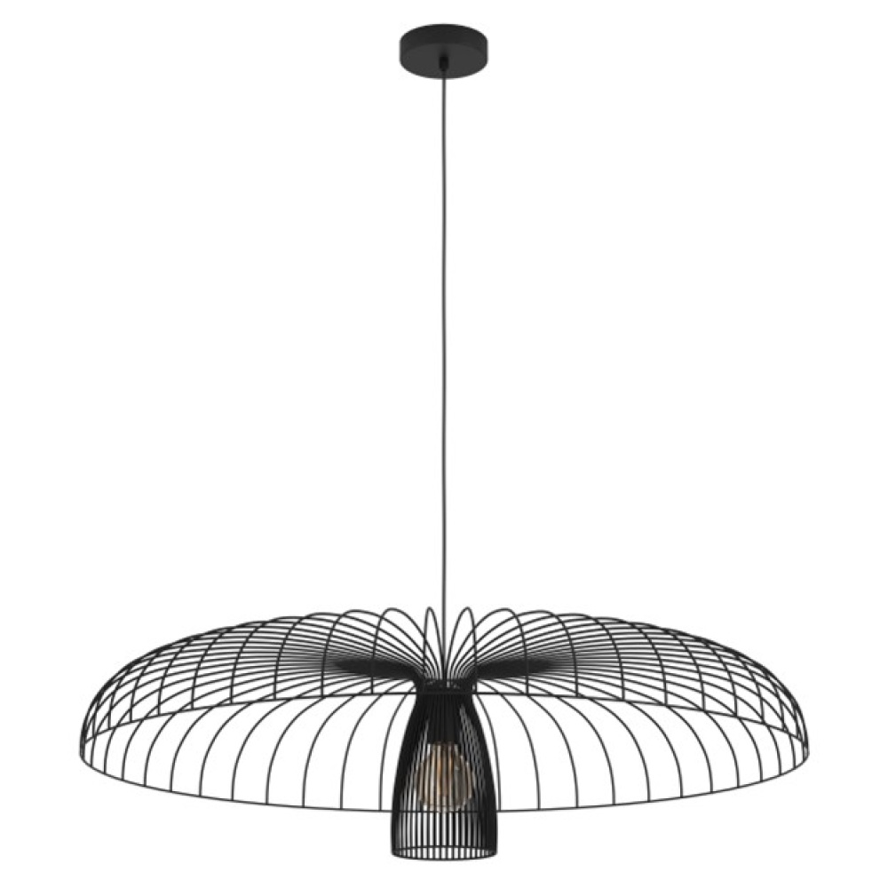 1 LT Metal Dome Cage Chandelier w/ Black Finish