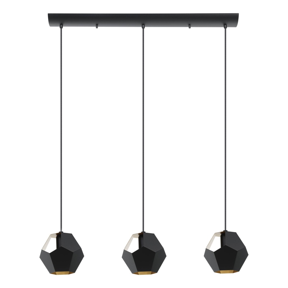 3 LT Linear Pendant w/ Black Finish & Black w/Gold Interior Shades