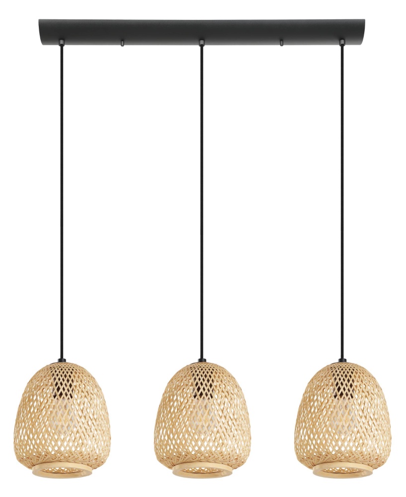 3 LT Linear Pendant w/ Black Finish & Bamboo Shades