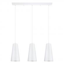 Eglo Canada 201528A - 3 LT Linear Pendant w/ White Finish & White Metal Cone Shaped Shades