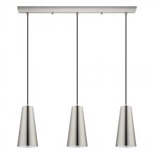 Eglo Canada 201531A - 3 LT Linear Pendant w/ Matte Nickel Finish & Matte Nickel Cone Shaped Metal Shades