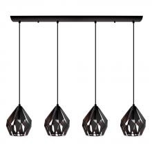Eglo Canada 202038A - 4 LT Linear Pendant w/ Black Finish & Black & Copper Shade