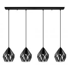Eglo Canada 202039A - 4 LT Linear Pendant w/ Black Finish & Black & Silver Shade