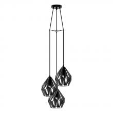Eglo Canada 202042A - 3 LT Cascade Pendant w/ Black Finish & Black & Silver Shades