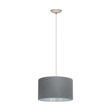 Eglo Canada 202943A - 1 LT Pendant w/ Matte Nickel Finish & Grey w/ Silver Interior Fabric Shade