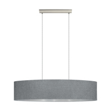 Eglo Canada 202944A - 2 LT Oval Pendant w/ Matte Nickel Finish & Grey w/ Silver Interior Fabric Shade