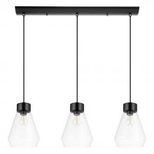 Eglo Canada 205323A - 3 LT Linear Penadant w/ Matte Black Finish & Clear Glass Shades