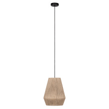 Eglo Canada 206082A - 1 LT Pendant w/ Black Finish & Brown Textile Thread Shade