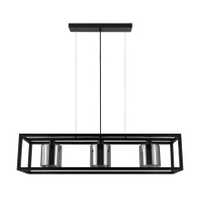 Eglo Canada 390175A - 3 LT Linear Pendant w/ Black Finish & Metallic Smoked Glass Shades