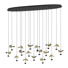Eglo Canada 390343A - 17 LT Linear Pendant w/ Black Finish & Black & Gold Leaf Shades
