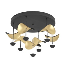 Eglo Canada 390411A - 7 LT Integrated LED Ceiling Light w/ Black Finish & Gold Leaf Shades