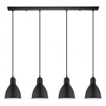 Eglo Canada 49466A - 4 LT Linear Pendant w/ Black Finish & Black w/ White Shades