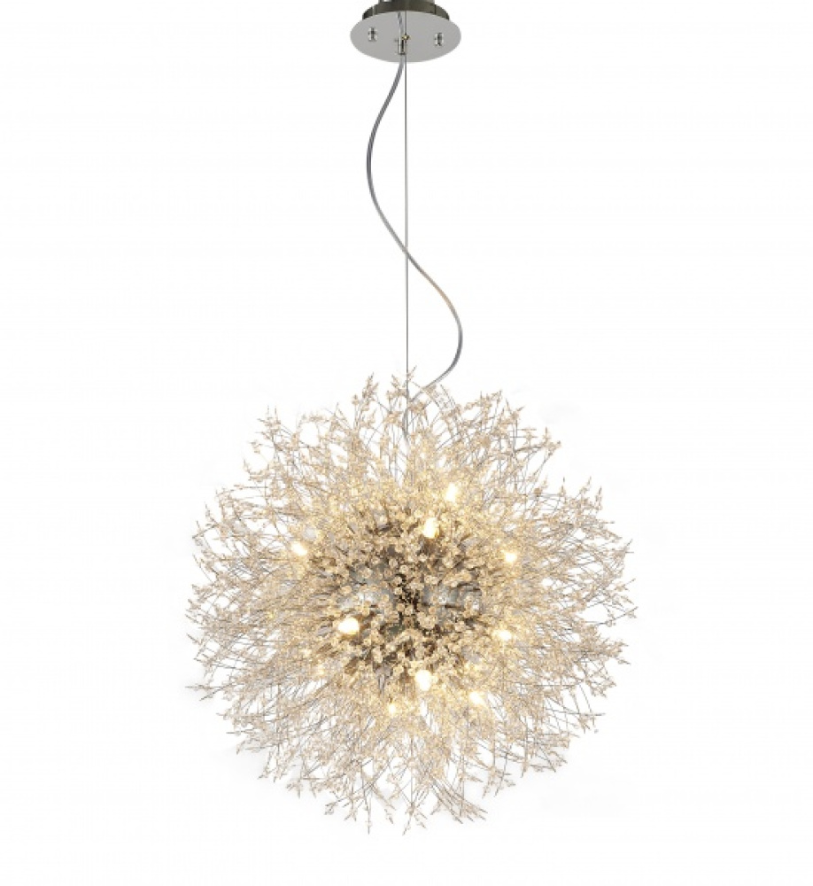 16-Light Chrome Stainless Steel Chandelier With Clear Crystal Accents